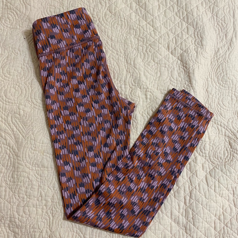 Athleta Kids Ribbed Leggings in Purple and Brown